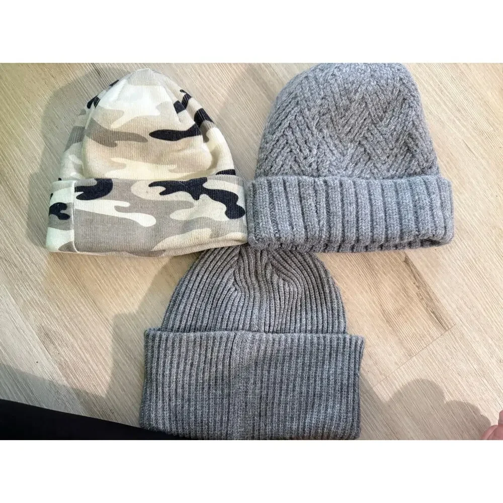 CC Beanies Fleece Lined Knit Beanies Bundle of 3